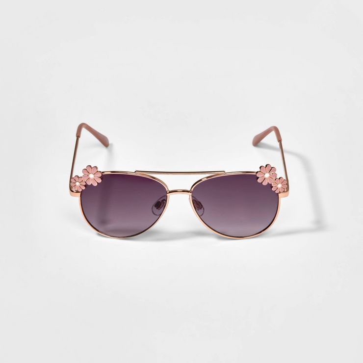 Kids' Flower Aviator Sunglasses - Cat & Jack™ Pink | Target