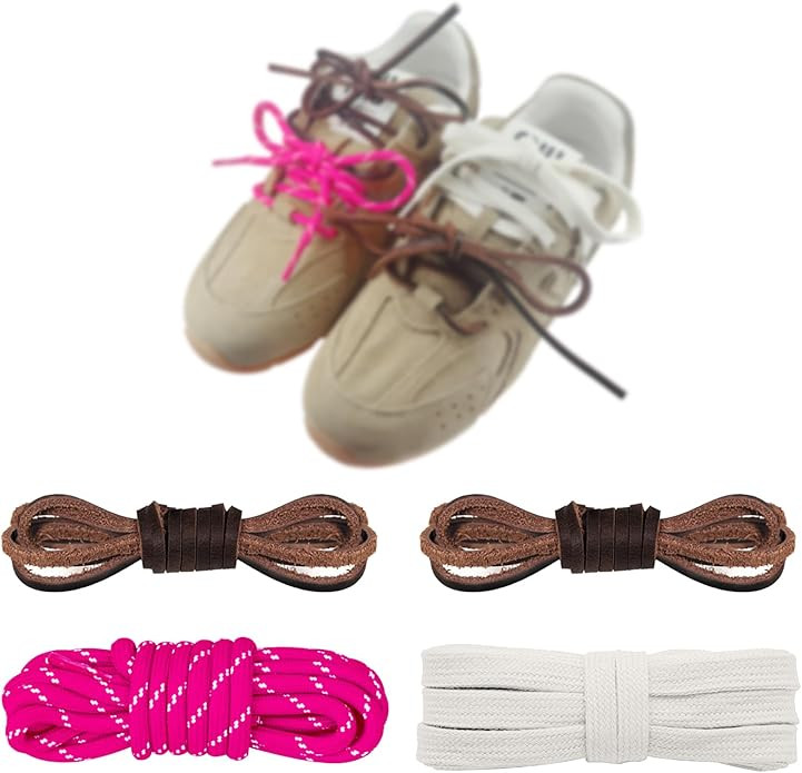 Mixed Color Round Shoe Laces for Samba Sneaker, Flat Leather Shoelaces Replacement Laces kit | Amazon (US)