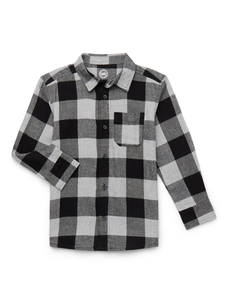 Wonder Nation Boys' Long Sleeve Flannel Shirt, Sizes 4-18 & Husky | Walmart (US)