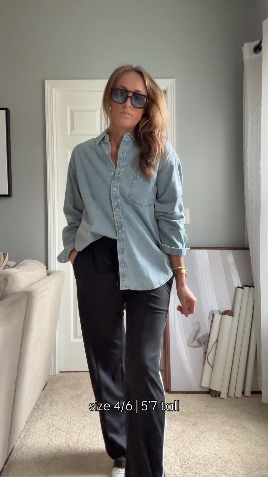 4/3/26 ✨ Denim button down is a small. Track pants are a medium long.  I sized down a half size in the sneakers.

Everyday outfits. Easy outfits. Easy outfit ideas. Neutral basics. Spring outfits. Spring outfit idea. Casual outfits. Basic mom outfit. Casual outfit idea. Casual outfit. Everyday outfit. Mom outfit. Street style. Casual mom outfit. Amazon fashion. Sports mom outfits. Sports mom outfit idea.

#LTKootd #LTKmomlife #LTKOver40