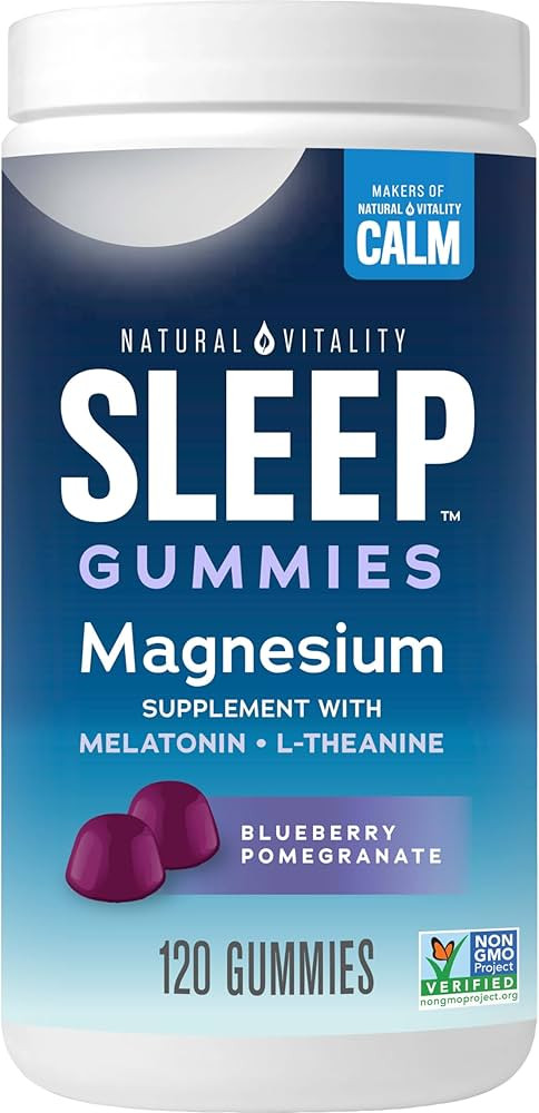 Natural Vitality SLEEP Gummies, Magnesium Supplement With Melatonin and L-Theanine, Vegan, Gluten... | Amazon (US)
