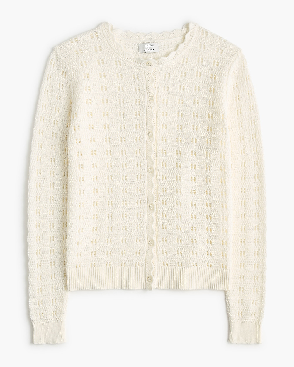 Scalloped pointelle cardigan sweater | J.Crew Factory