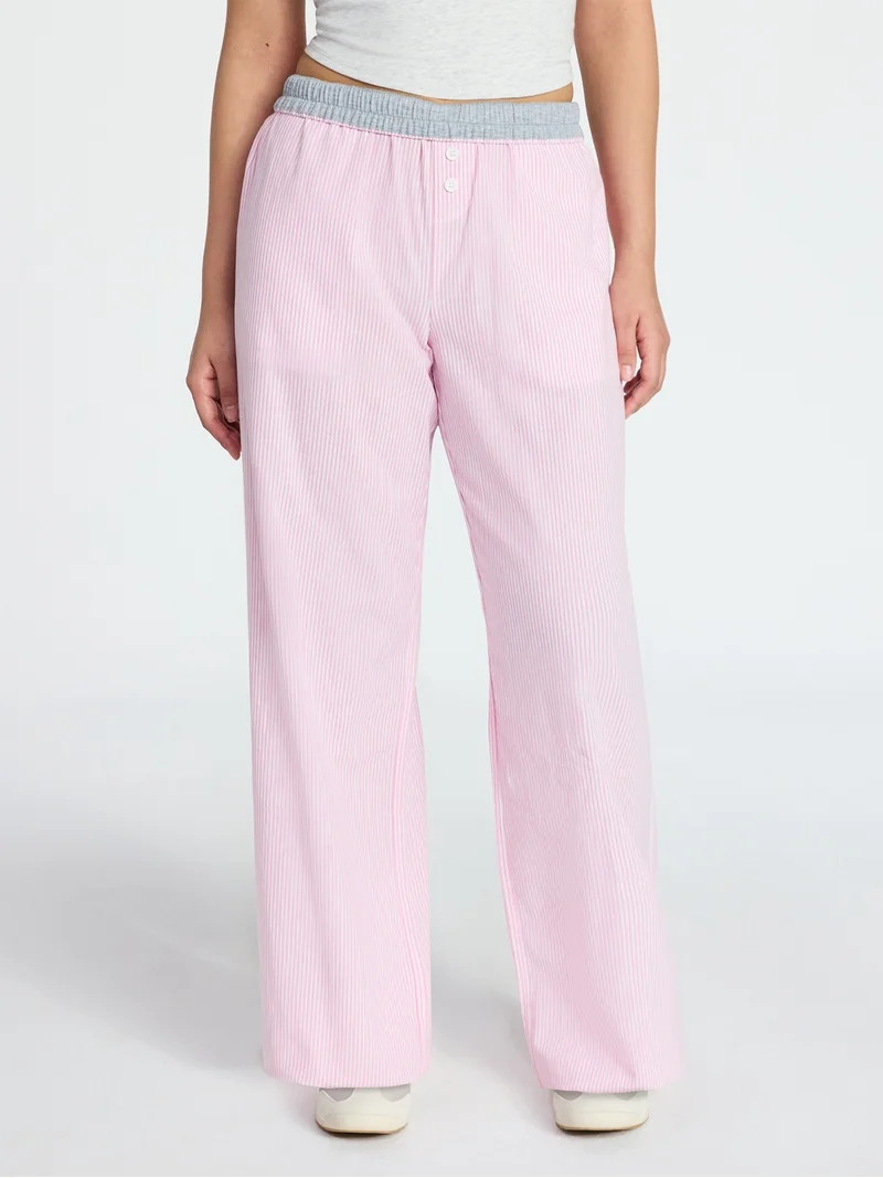 No Boundaries Cotton Boxer Pants with Rollover Waist, 31.5'' Inseam, Women's XXS-XXL | Walmart (US)