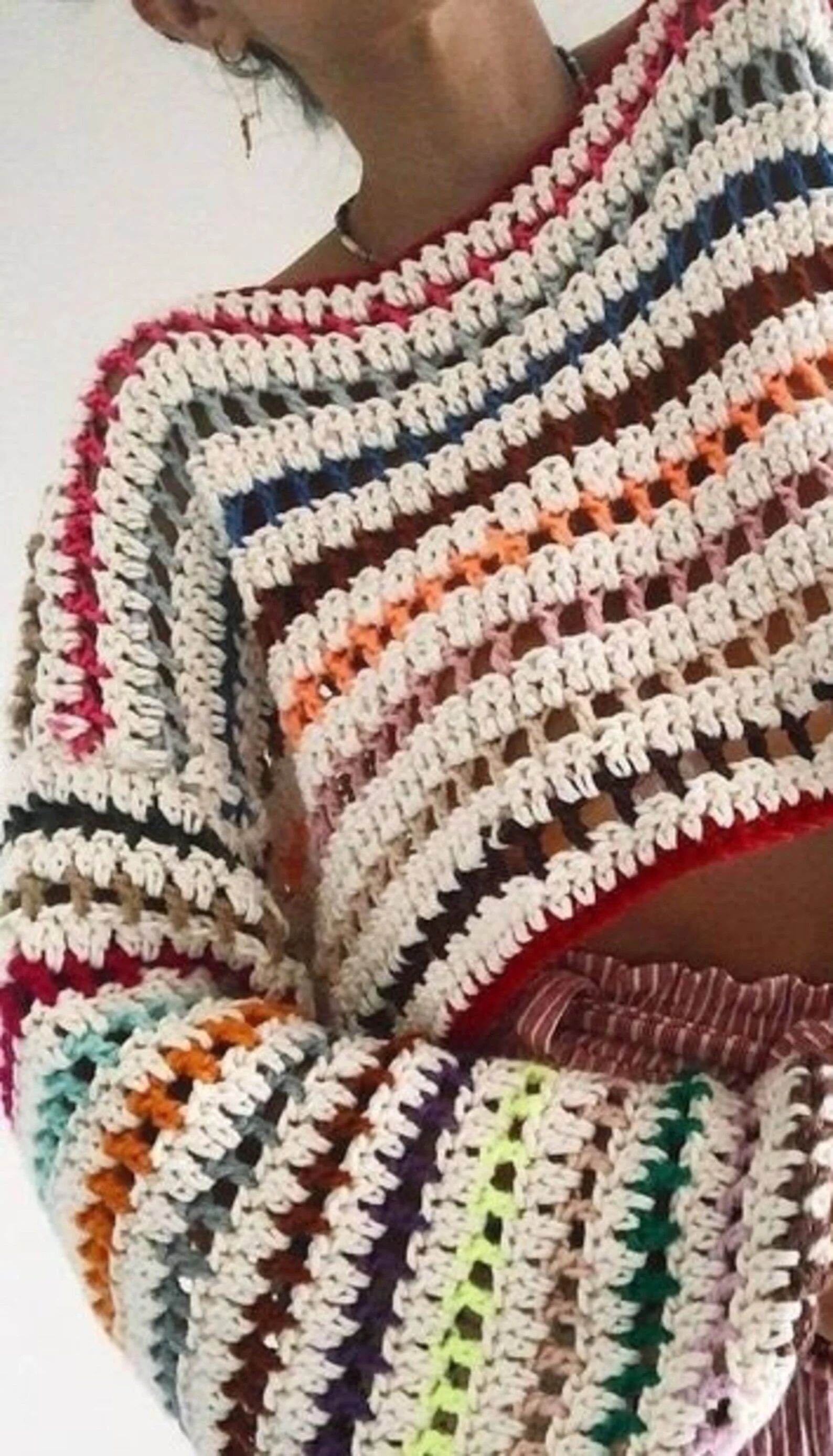 Crochet Sweater Crop Top,handmade Sweater, Crop Sweater, Knit Sweater,long Sleeve Sweater,colorfu... | Etsy (US)