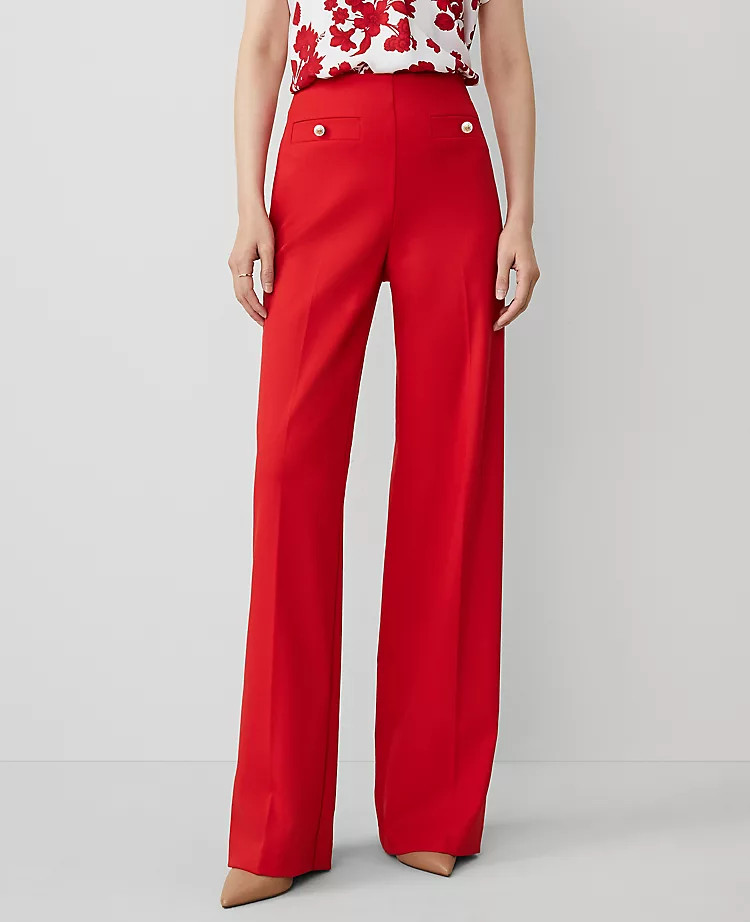 The Petite Button Trim Sailor Wide-Leg Pant | Ann Taylor