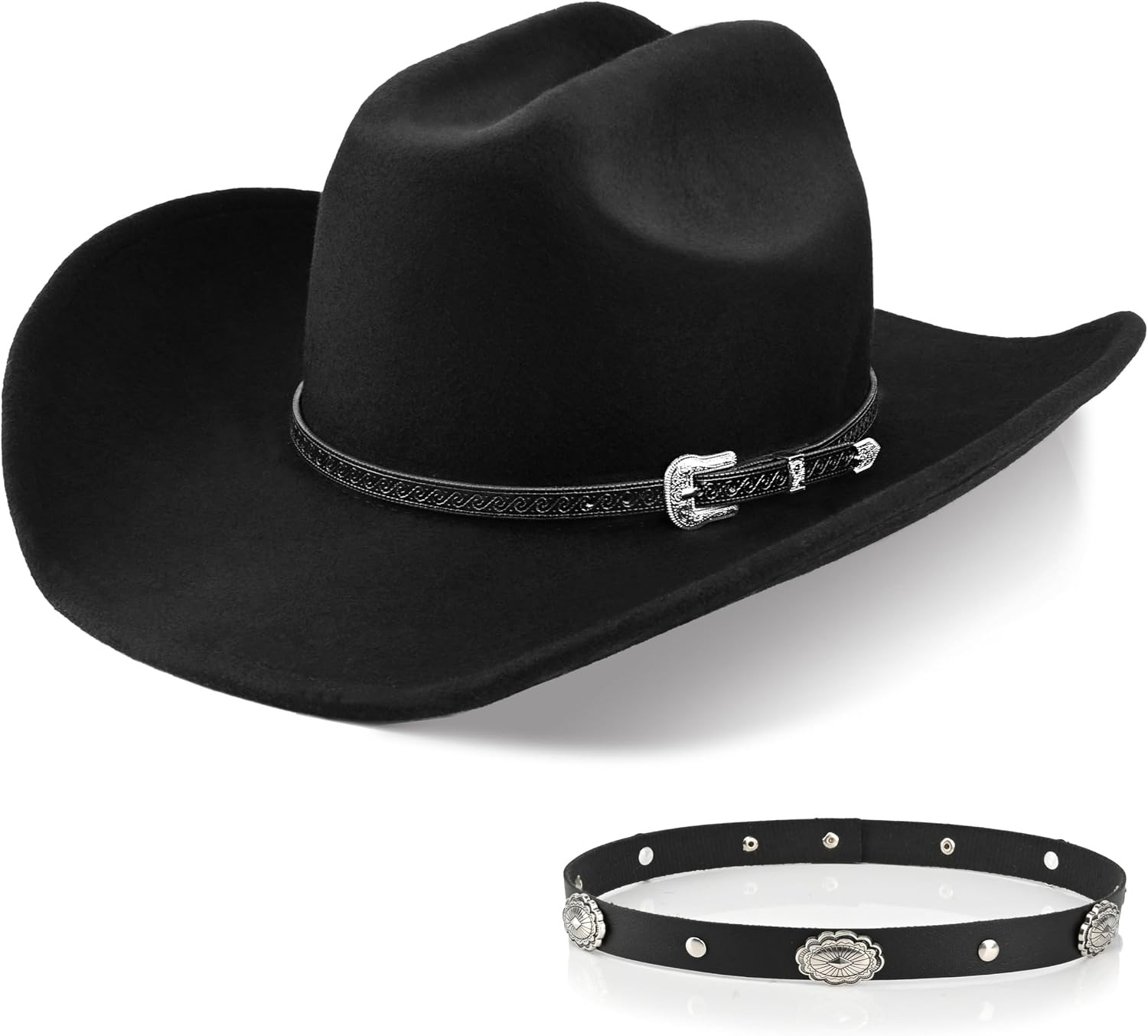 100% Wool Western Cowboy Hat for Men Women Classic Fedora Hat Felt Cowgirls Hats with Two Decorative Bands | Amazon (US)