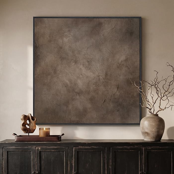 Framed Neutral Abstract Wall Art, Modern Brown Canvas Prints Artwork for Walls, Contemporary Mini... | Amazon (US)