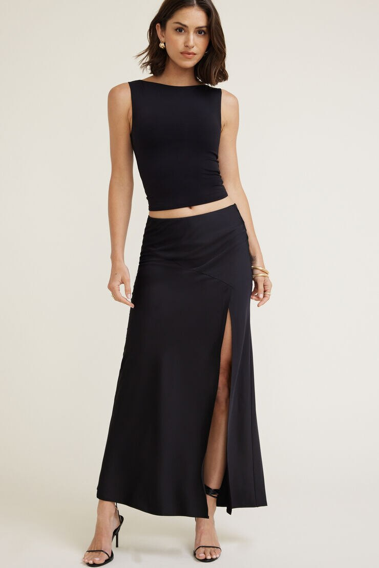 Slit Satin Maxi Skirt | Dynamite Clothing