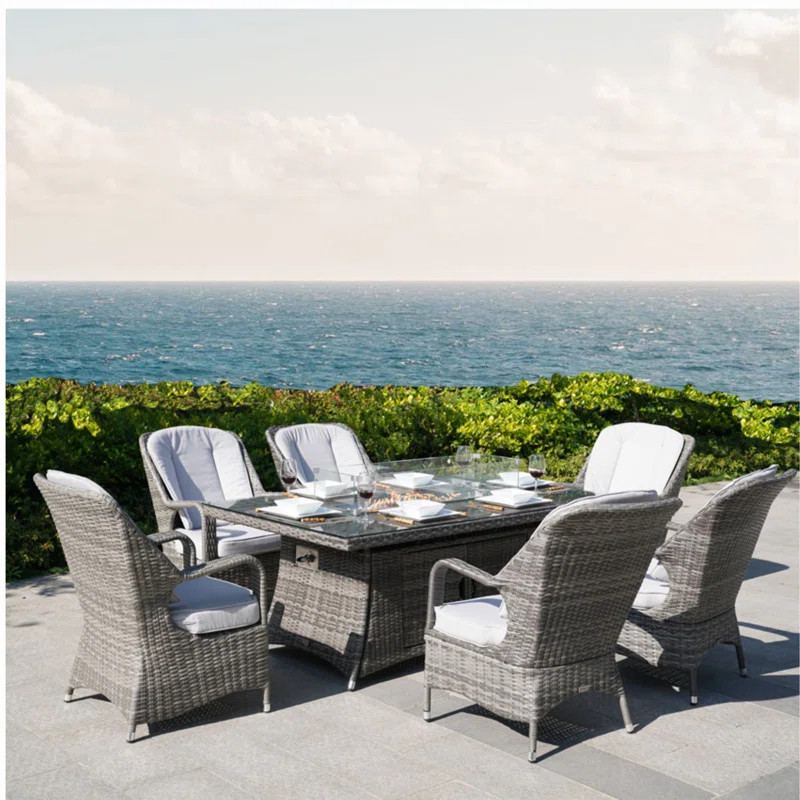 Aerolyn 5 - Person Rectangular Outdoor Dining Set with Cushions | Wayfair North America