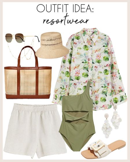 The most chic resort wear outfit idea! 

#resortwear

Affordable resort wear. Spring break style. Beach day outfit. Pool day look. Floral swim coverup. Linen shorts. Chic resort style  

#LTKstyletip #LTKSeasonal #LTKswim