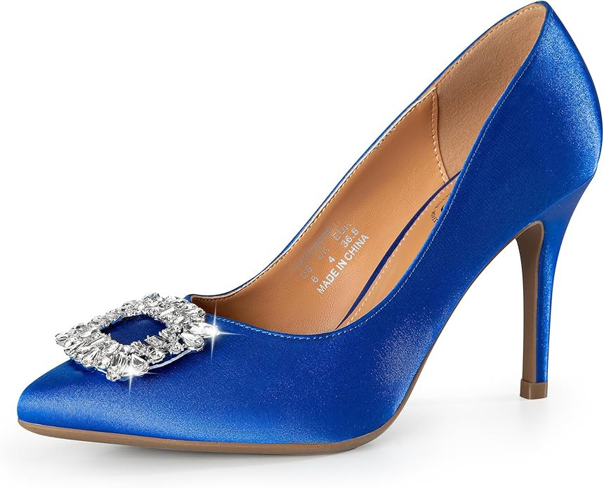 Trary Women's Stiletto High Heels Pumps Wedding Closed Toe Heels Sparkly Rhinestone Sexy Elegant ... | Amazon (US)