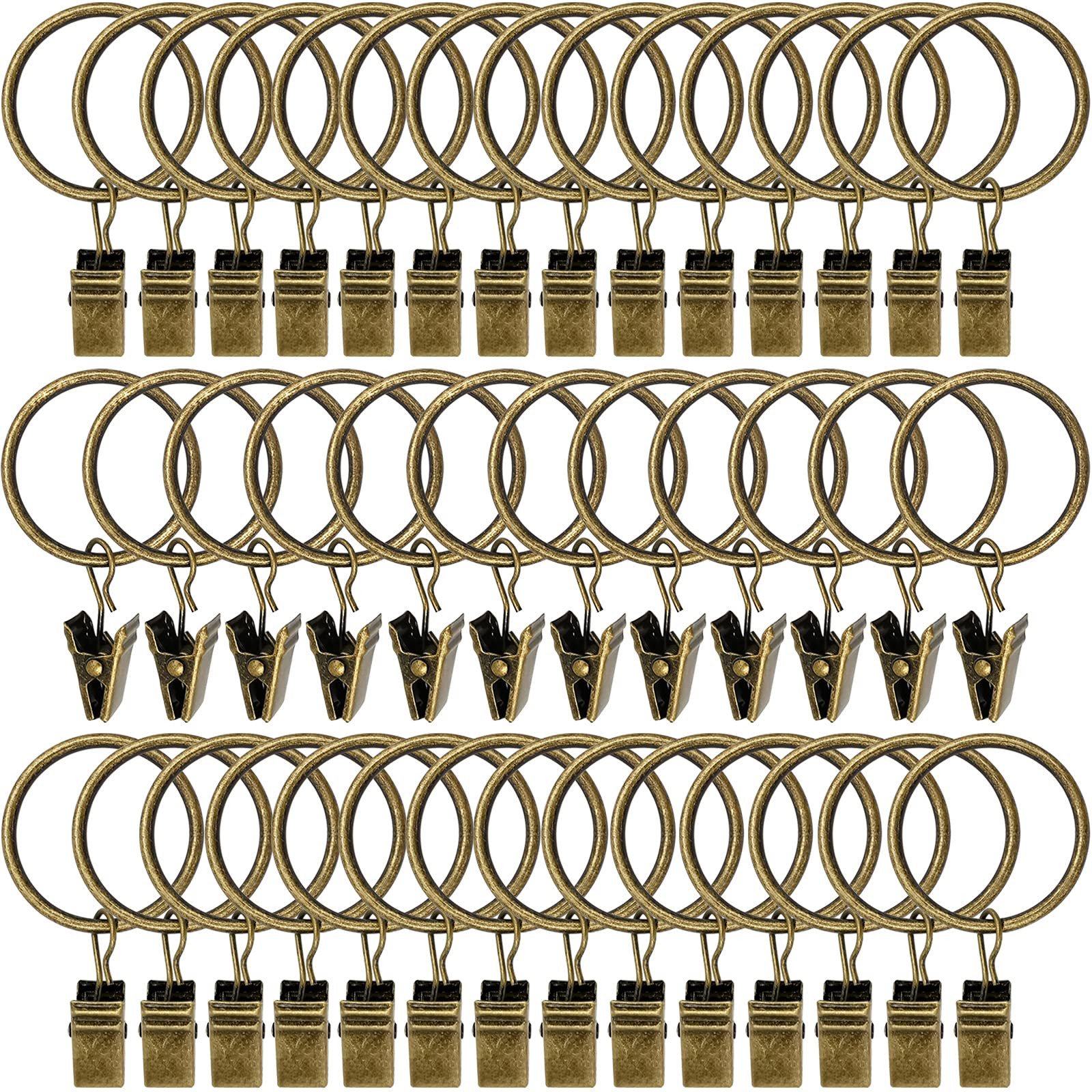 40 Pack Curtain Rings with Clips, Drapery Clips with Rings, Drapes Rings 1.26 in Interior Diamete... | Amazon (US)