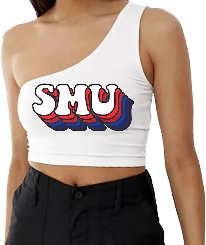 Lojobands Women's College Gameday Outfit One Shoulder Top Tailgate Crop Top One Size Fits Most | Amazon (US)