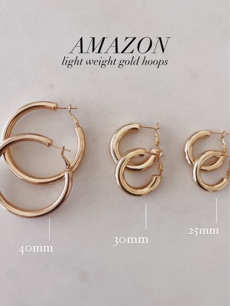 Amazon light weight gold hoop earrings, amazon accessories #StylinbyAylin 

#LTKunder50 #LTKstyletip