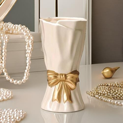 WLGRANJIA Bow Vase, White Flower Vase for Home Decor, White Ceramic Vases for Boho Style, 9.3 Inch Large Vases for Ideal Shelf/Table/Living Room Decor, Mother‘s Day Gifts | Amazon (US)