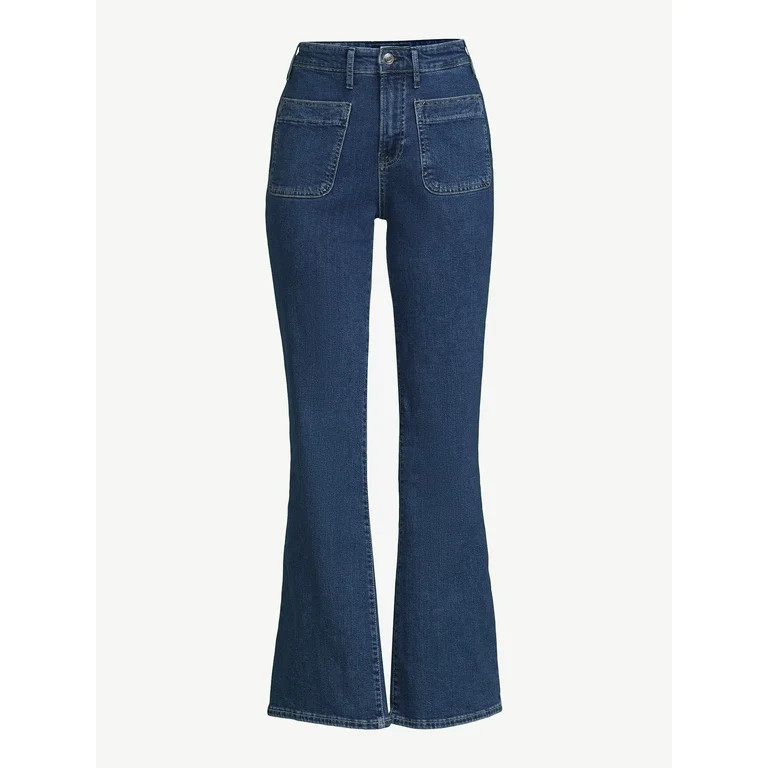 Free Assembly Women's 70's Patch Pocket Flare Jean, 30” Inseam, Sizes 0-18 | Walmart (US)