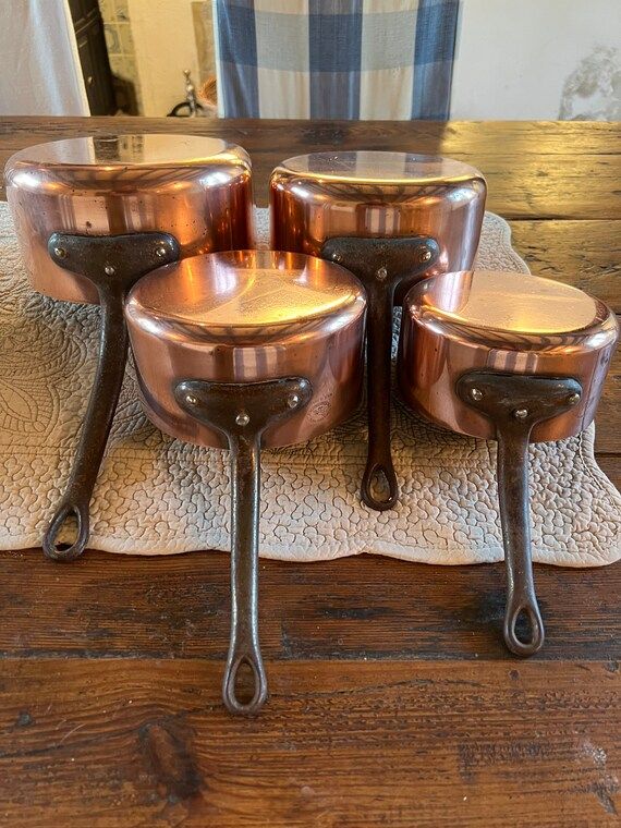 Set of 4 Vintage French Copper Saucepans Les Cuivres De - Etsy | Etsy (US)