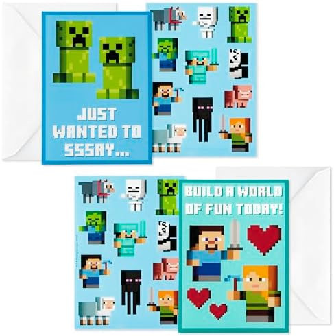 Hallmark Minecraft Valentine's Day Cards and Stickers for Kids School (24 Classroom Valentines wi... | Amazon (US)