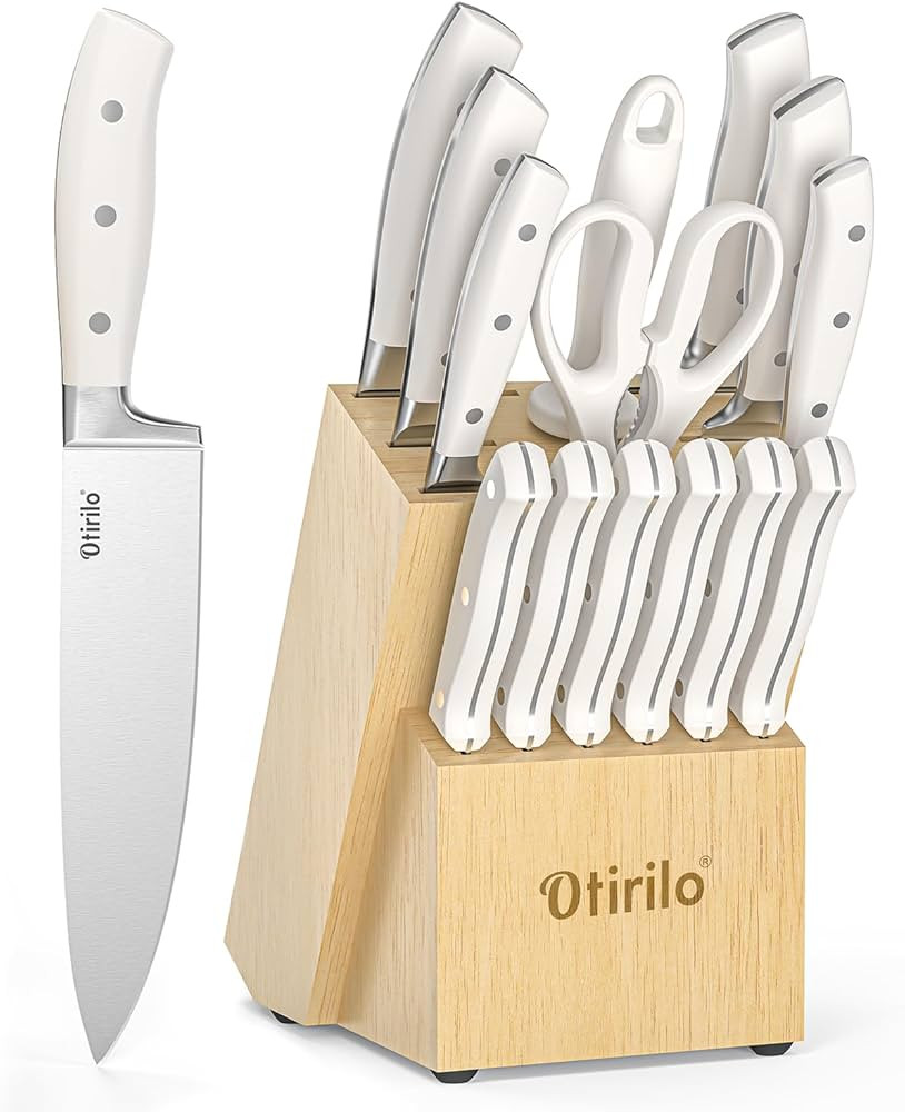 Knife Sets for Kitchen with Block 15-Piece, Otirilo Kitchen Knife Set High Carbon Stainless Steel... | Amazon (US)