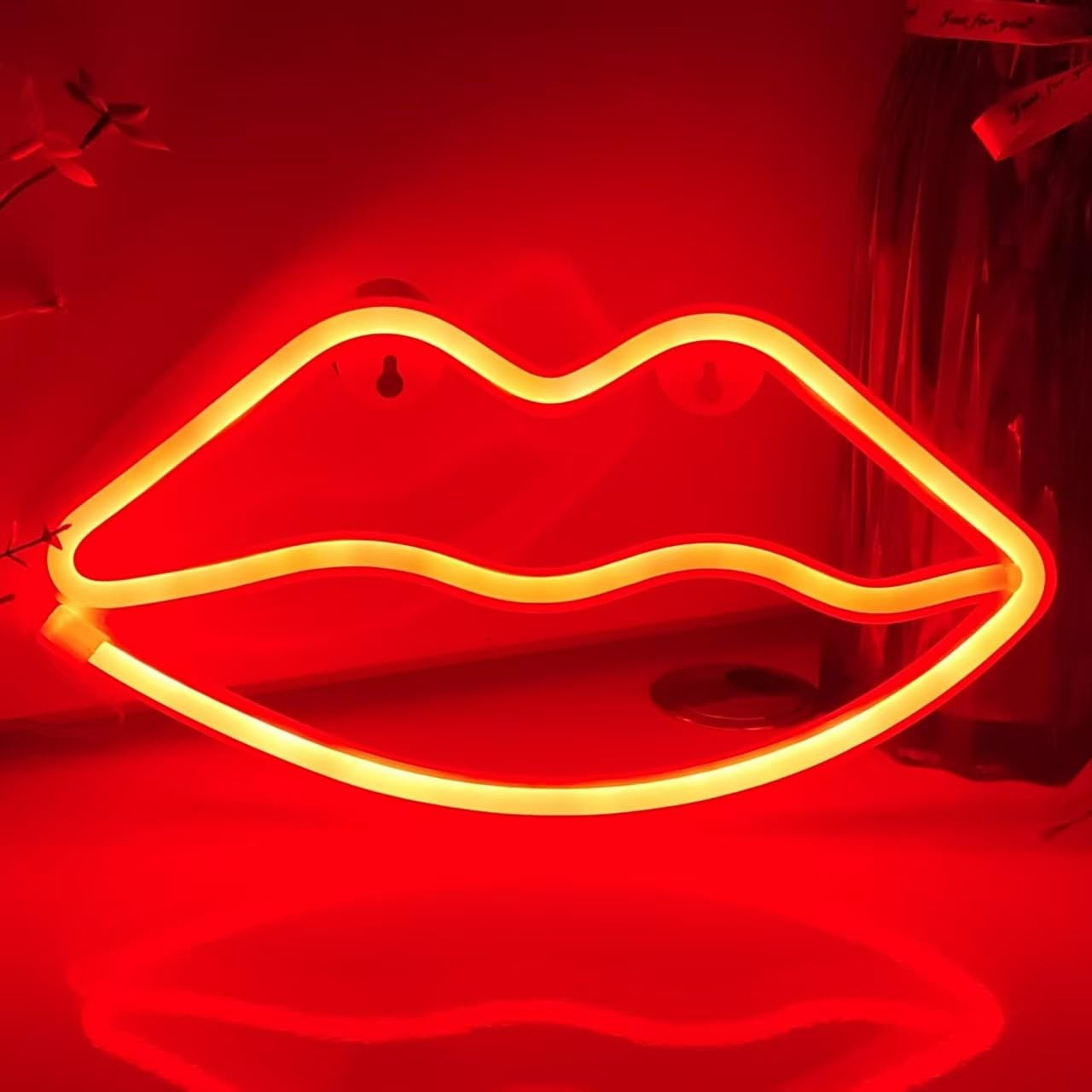 JYWJ Lip Neon Sign,USB or 3-AA Battery Powered Neon Light,LED Table Decoration,Bedroom Wall Decor... | Amazon (US)