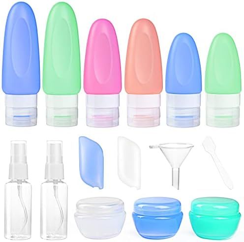 POLENTAT 17 Pcs Silicone Travel Bottles Set for Toiletries, TSA Approved Travel Size Containers f... | Amazon (US)