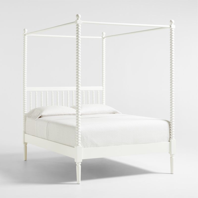 Jenny Lind Kids White Wood Spindle Canopy Full Bed | Crate & Kids | Crate & Barrel