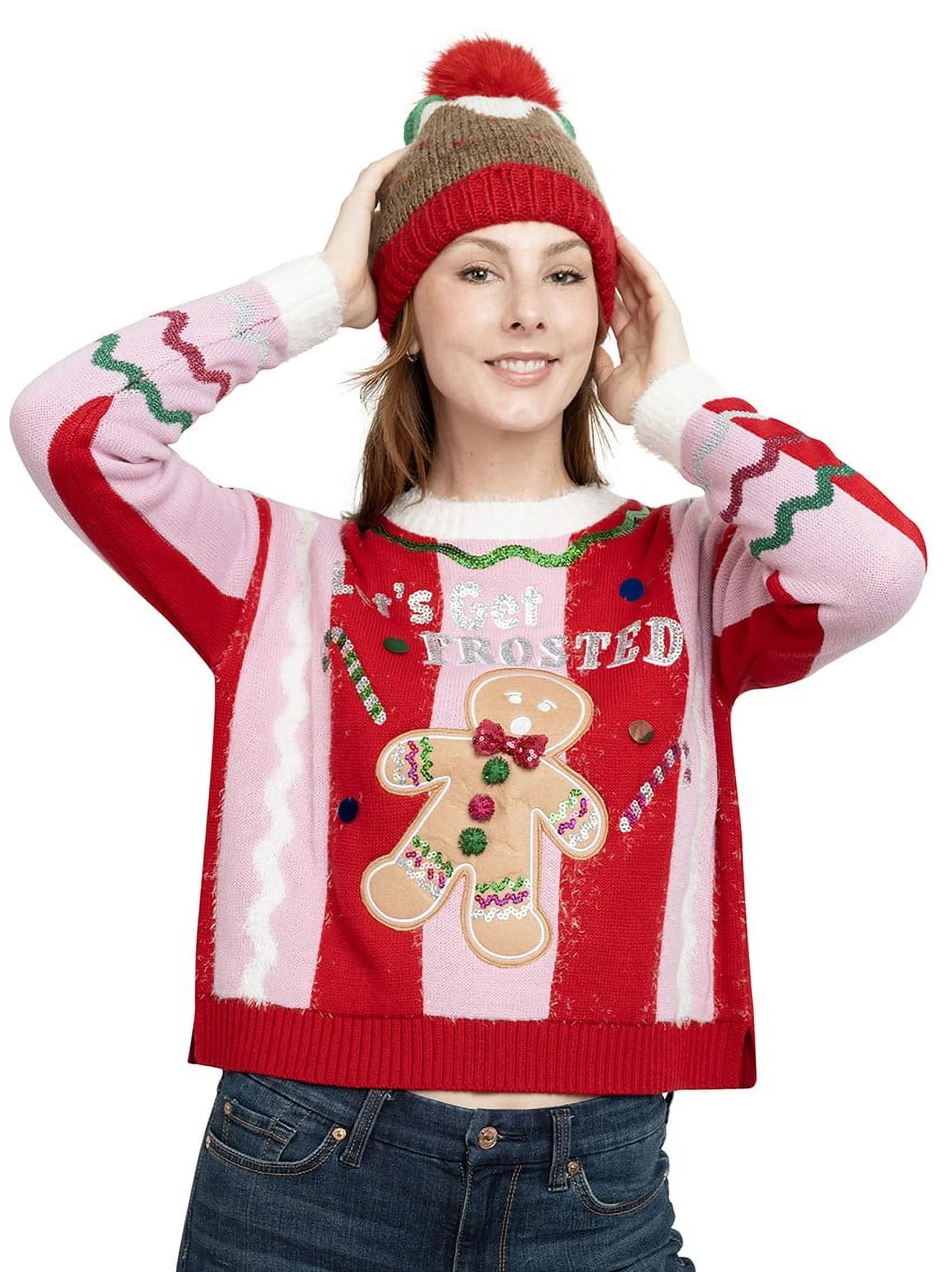 Jollidays Women's Lets Get Frosted Ugly Christmas Sweater | Walmart (US)