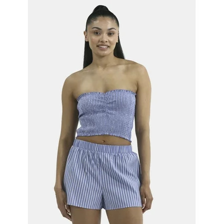 No Boundaries Smocked Tube Short Set, Women's | Walmart (US)