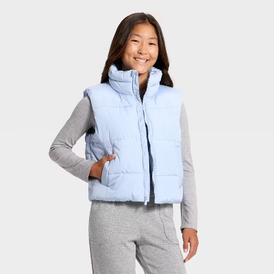 Girls' Puffer Vest - All In Motion™ Sky Blue S | Target