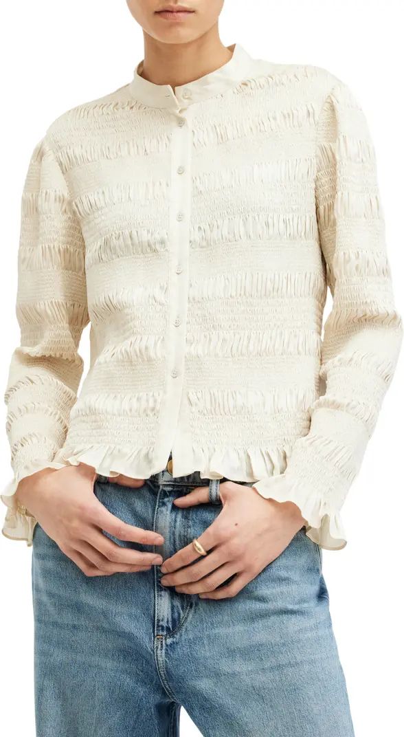 AllSaints Meg Smocked Button-Up Shirt | Nordstrom | Nordstrom