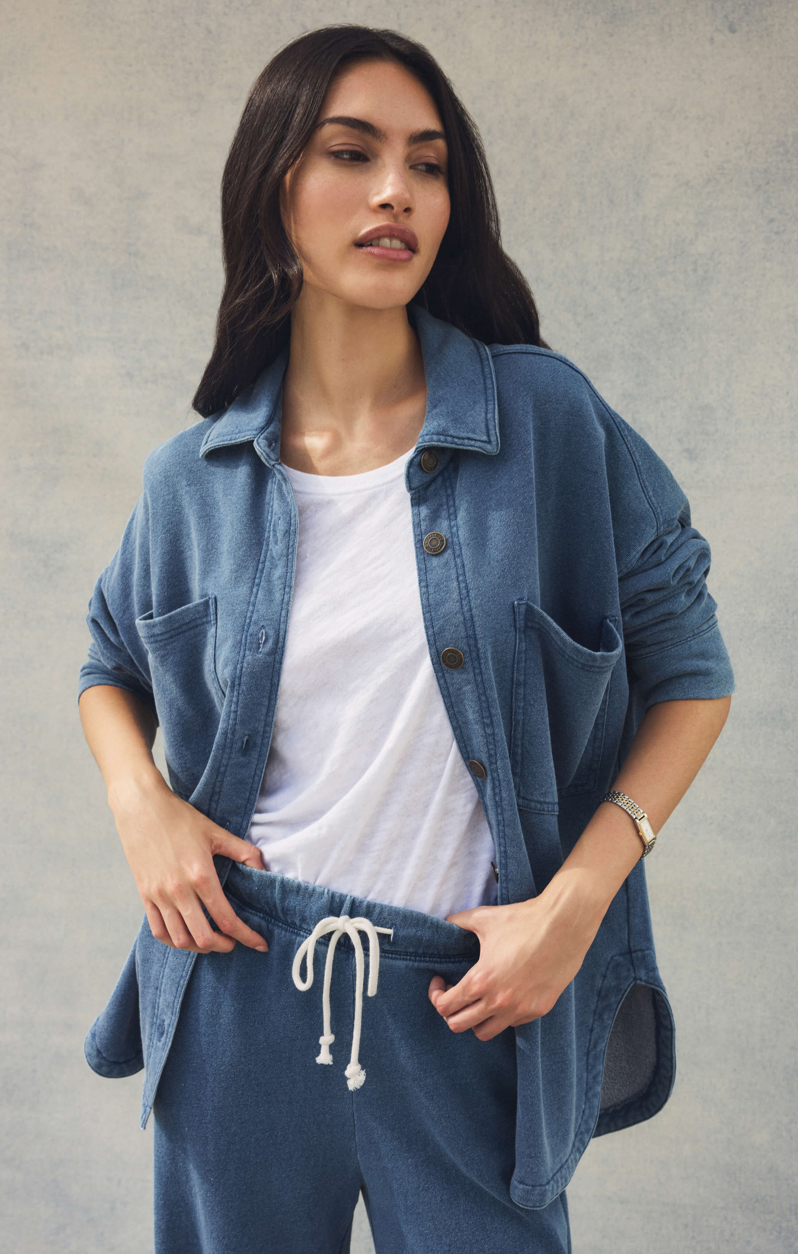 Z SUPPLY Women's All Day Knit Denim Jacket, Ocean Air Indigo, Extra Large | Z Supply