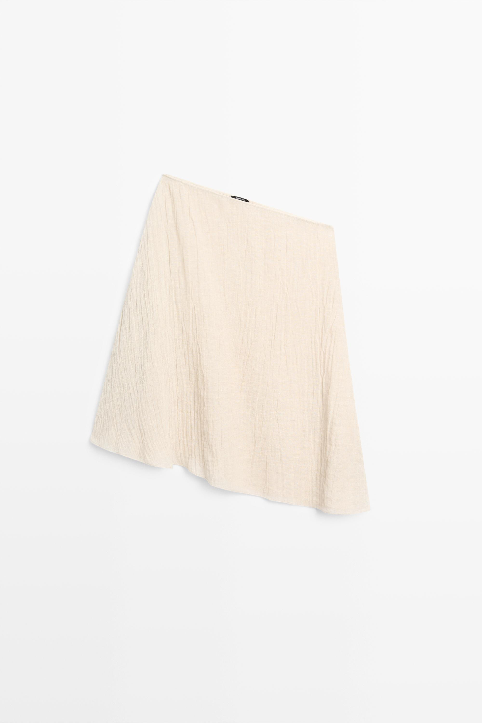 Total look asymmetric linen blend cape top - BEIGE MARL | Massimo Dutti UK