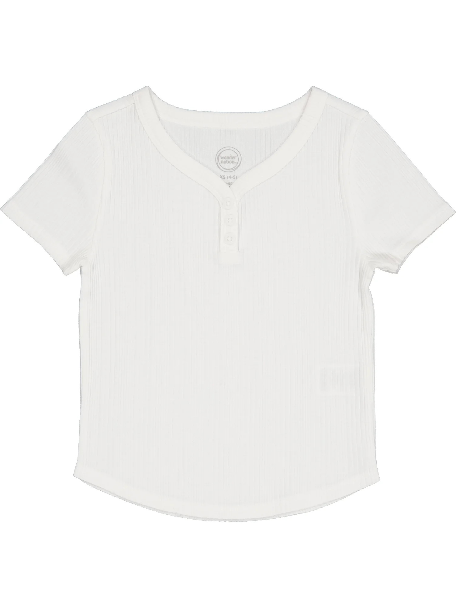 Wonder Nation Girls Short Sleeve Henley Knit Top, Sizes 4-18 & Plus | Walmart (US)