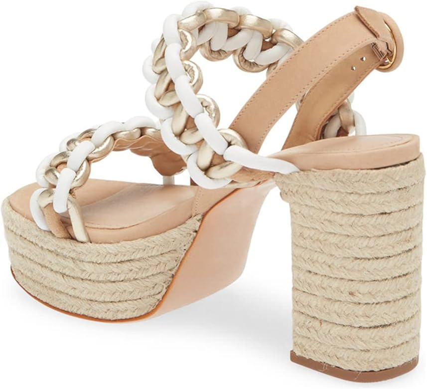 Women’s Heeled Platform Sandals Block Heel Braided Straps Espadrilles Slingback Ankle Buckle He... | Amazon (US)
