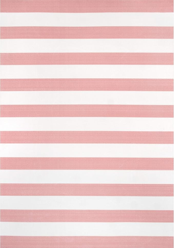 nuLOOM Christa Striped Indoor/Outdoor Area Rug, 8' x 10', Pink | Amazon (US)