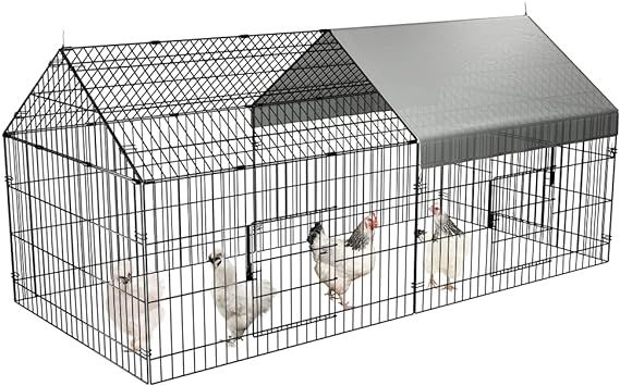 PawGiant Chicken Coop 86"×40" Chicken Run Pen for Yard with Cover Outdoor Metal Portable Chicken... | Amazon (US)