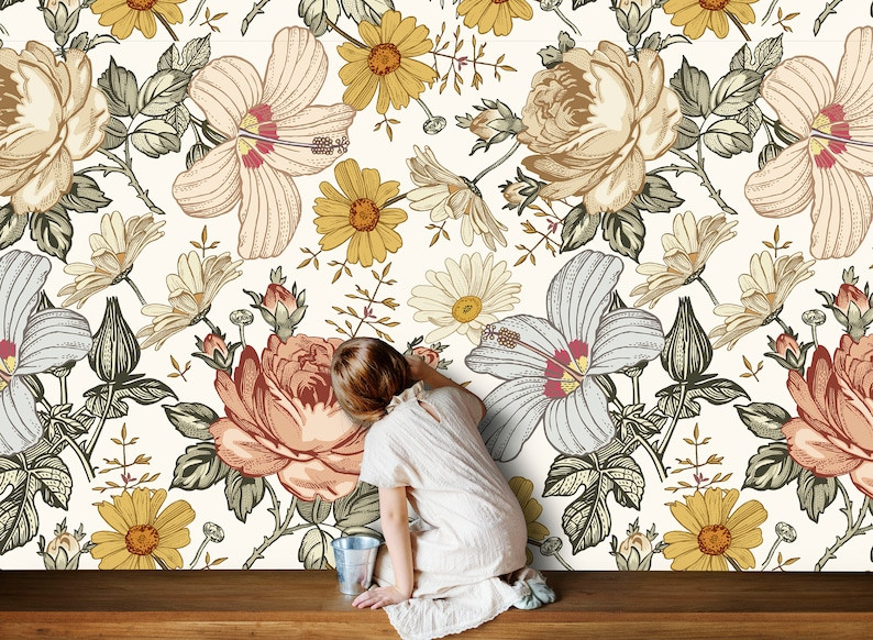 Madelyn Nursery Floral Decor Wallpaper Madelyn Nursery Decor - Etsy | Etsy (US)
