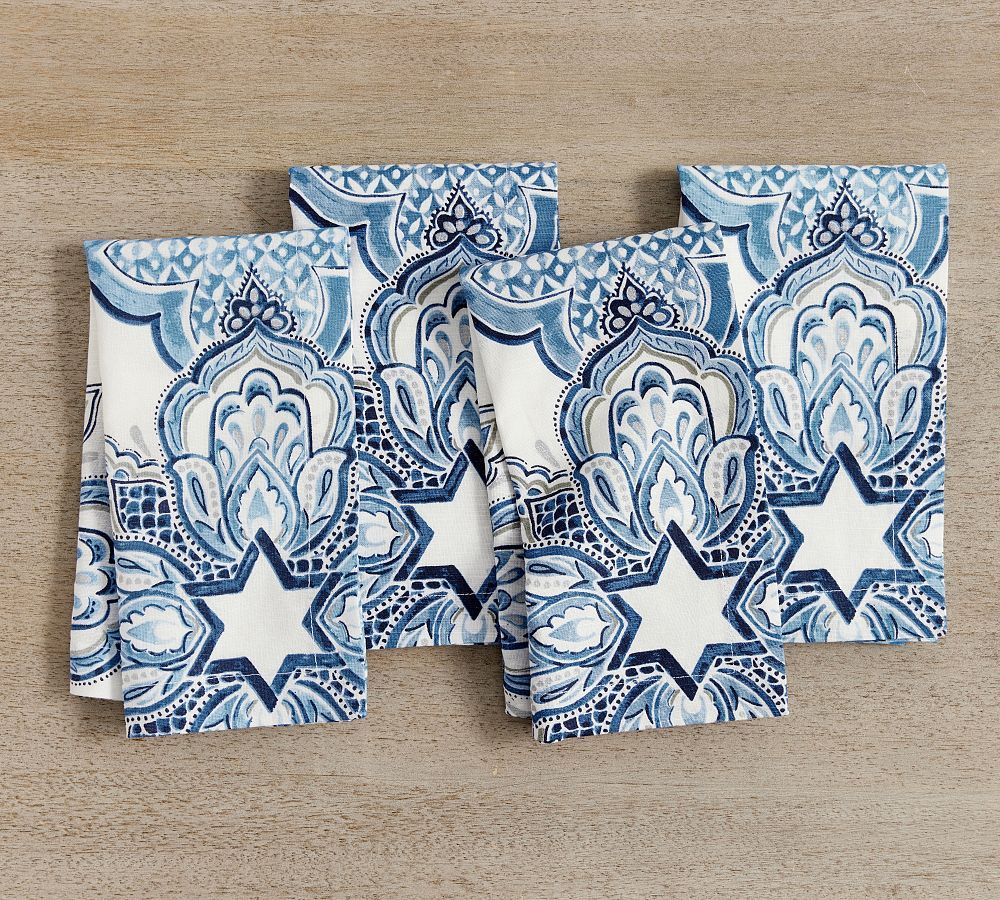Hanukkah Medallion Cotton/Linen Napkins - Set of 4 | Pottery Barn (US)