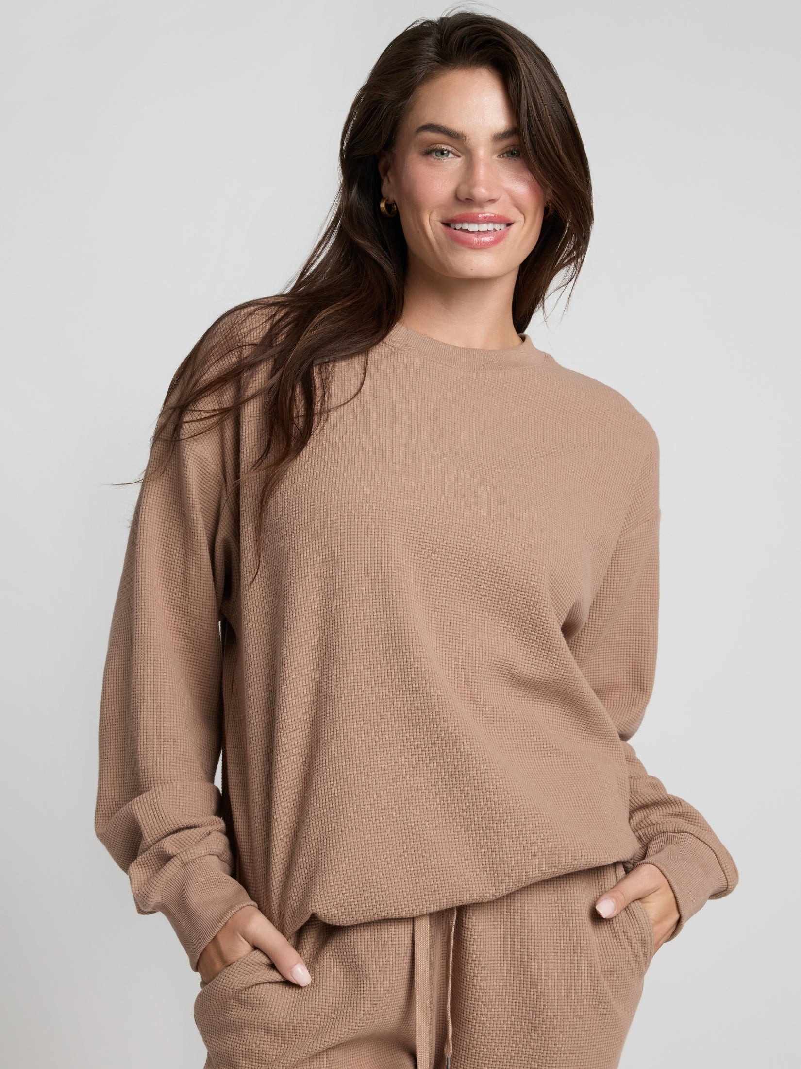 Comfrt Waffle Lounge Long Sleeve | Truffle | Brown | 2X | Comfrt