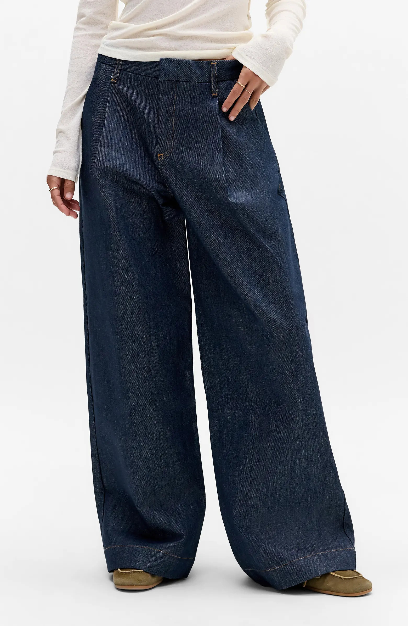 Ray Pleated Wide Leg Denim Chinos | Nordstrom