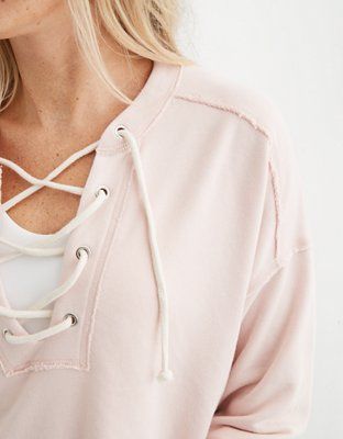 Aerie Sunday Soft Lace Up Sweatshirt | American Eagle Outfitters (US & CA)