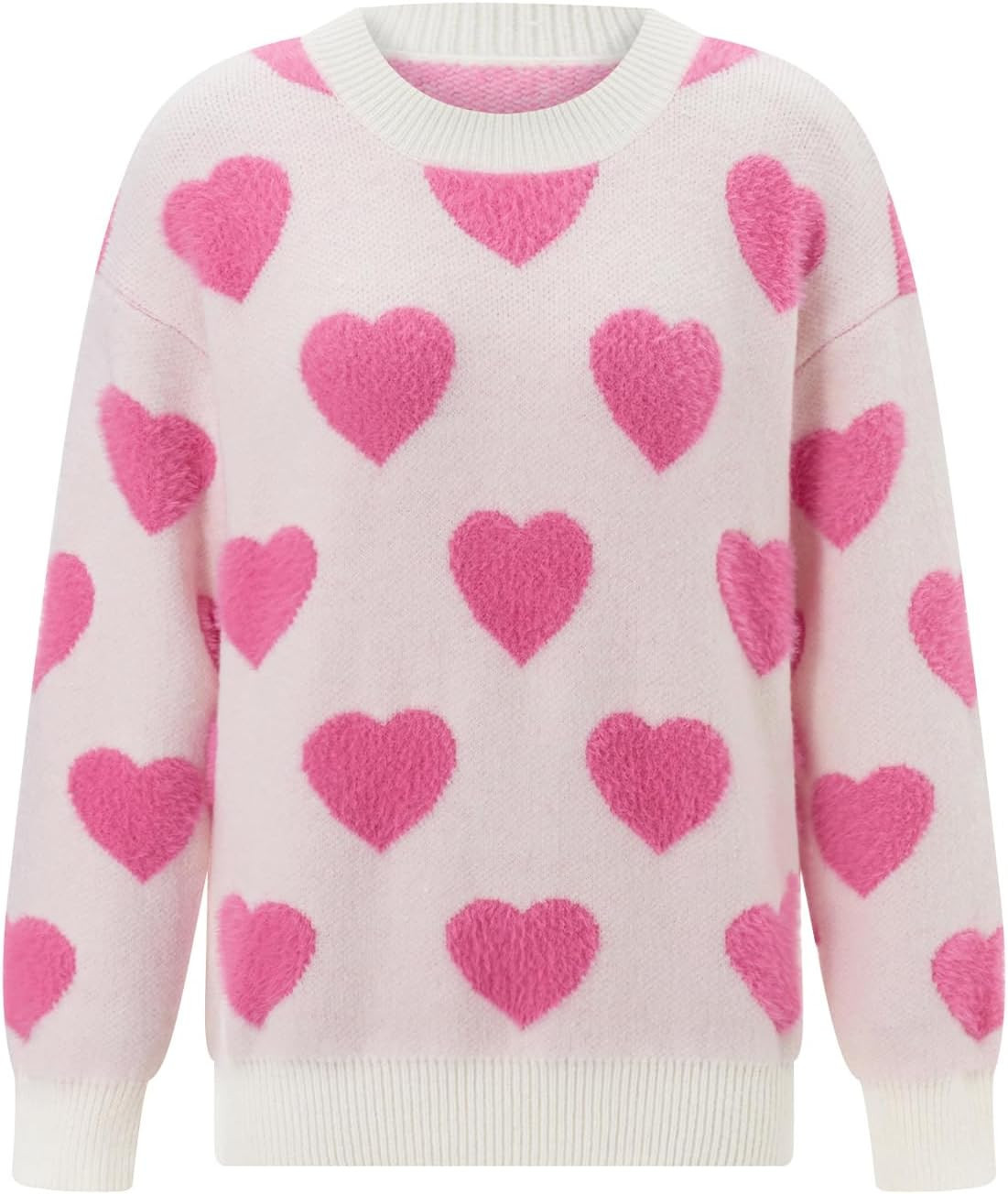 Women Valentines Day Turtleneck Sweaters for Teen Girls Heart Print Oversized Long Sleeve Knit Pu... | Amazon (US)