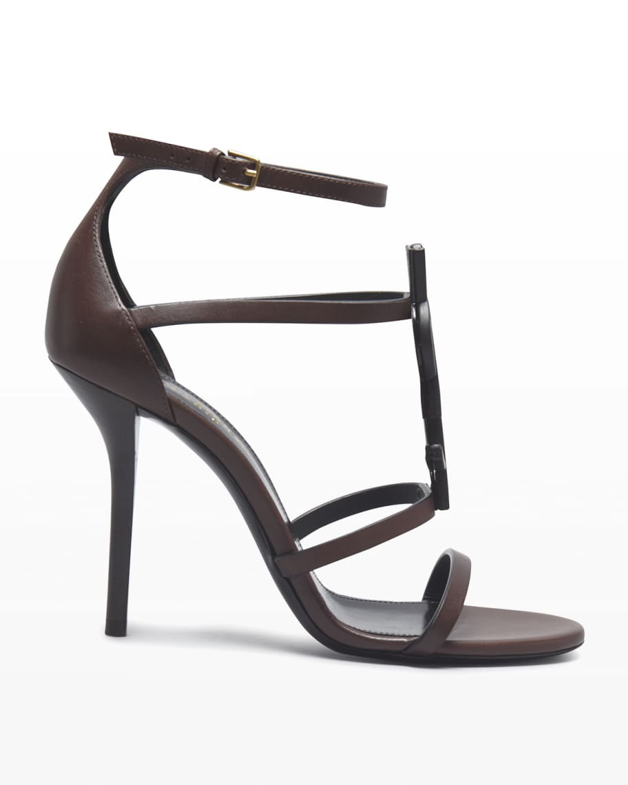 Saint Laurent Cassandra YSL Medallion Stiletto Sandals | Neiman Marcus