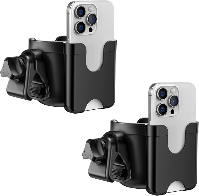 2 Packs Cup Holder for Walker: Stroller Cup Holder Attachment with Phone Holder, Wheelchair/Strol... | Amazon (US)