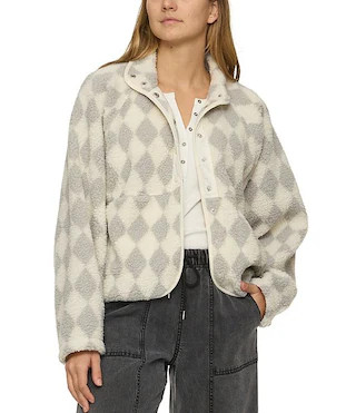 Nina Patterned Long Sleeve Faux Sherpa Jacket | Dillard's