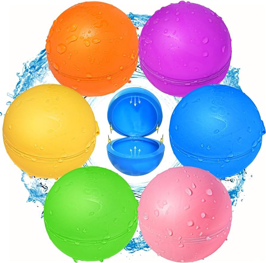 6Pcs Reusable Water Balloons, Pool Beach Toys for Kids ages 3-12，Magnetic Water Balloons for Ou... | Amazon (US)