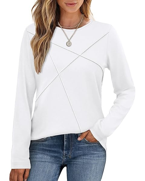 XIEERDUO Long Sleeve Shirts for Women Casual Crew Neck Basic Fall Tops Loose Fit Comfy | Amazon (US)
