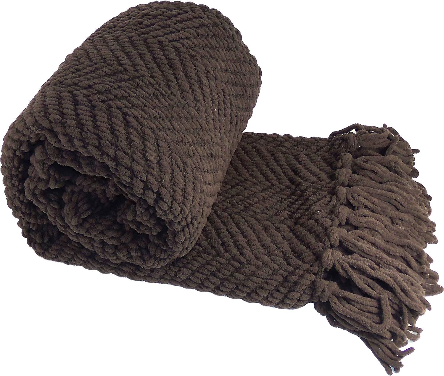 Home Soft Things Brown Throw Blanket Knitted Tweed Throw 60'' x 80'', Seal Brown, Super Soft Cozy... | Amazon (US)