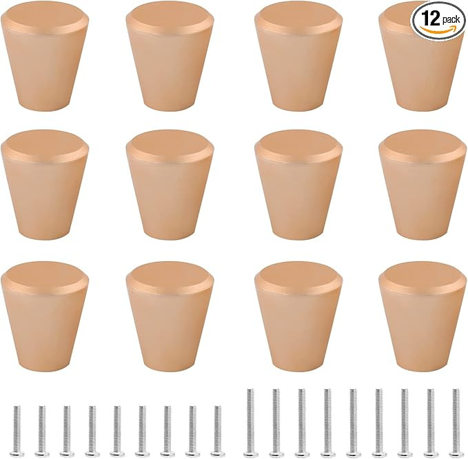 Uenhoy Cabinet Knobs, 12 Pack Rose Gold, Aluminum Alloy, Cone Shaped, Hardware Handle for Kitchen... | Amazon (US)