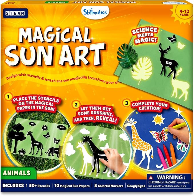 Skillmatics Sun Paper Art Kit - STEM Craft Kit for Kids with Decorative Paper, Stencils & Markers... | Amazon (US)